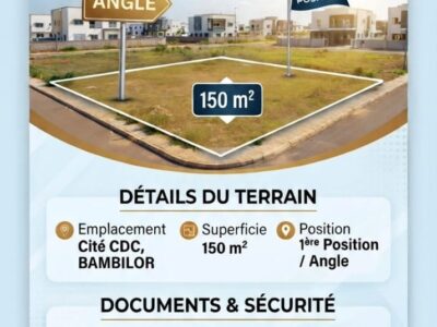Terrain 150 m² disponible à Bambilor position angle